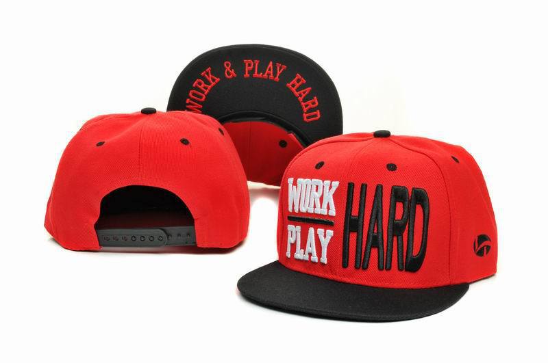 WORK & PLAY HARD Red Snapbacks Hat GF 1